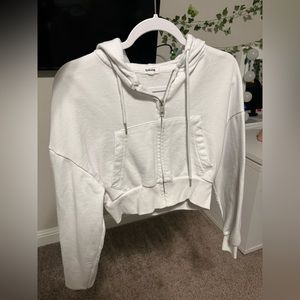 cropped white zip up